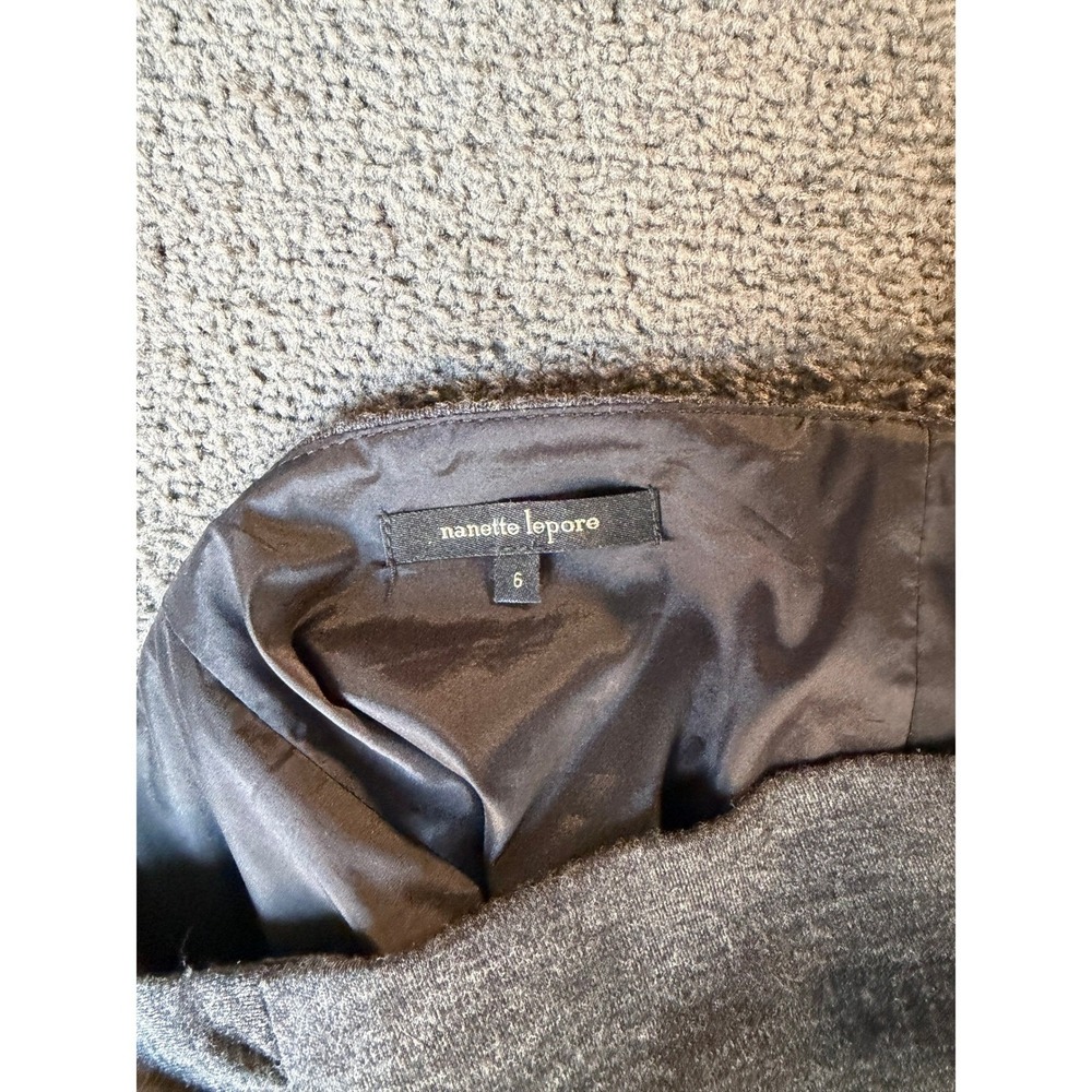 Nanette Lepore Gray Ruched Wool Blend Mini Skirt Pleated Ruffle Hem Size 6 USA - Picture 3 of 7